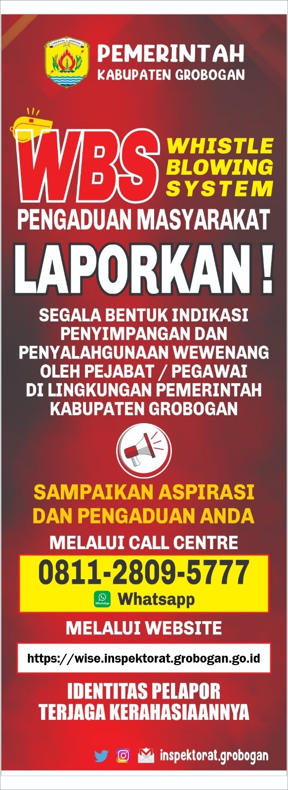 Contoh Banner WBS dan Call Centre WA Layanan Publik Inspektorat