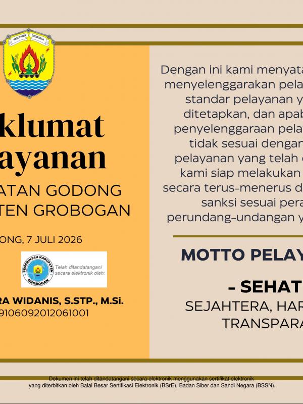 Maklumat Pelayanan Kecamatan Godong